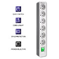 qoltec power strip 6 sockets 18m white grey extra photo 2