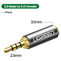 audio converter 25mm male to 35mm female ugreen 20501 extra photo 1 audio converter 25mm male to 35mm female ugreen 20501 extra photo 1