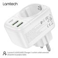 lamtech multifunctional surge protector wall socket 1xschuko 2xusb 1xtype c pd20w lam114482 extra photo 1