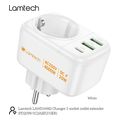 lamtech multifunctional surge protector wall socket 1xschuko 2xusb 1xtype c pd20w lam114482 extra photo 2