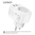 lamtech multifunctional surge protector wall socket 1xschuko 2xusb 1xtype c pd20w lam114482 extra photo 3