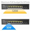 cudy gs1008ps2 8 port unmanaged poe 120w gigabit switch 2 sfp ports extra photo 3