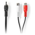 nedis cagb24010bk02 subwoofer cable rca male 2x rca female 020m black extra photo 3