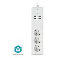 nedis wifip312fwt smartlife wi fi power strip 3x schuko plug 4xusb 3680w with cable 180m extra photo 1