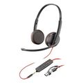 poly blackwire 3225 stereo usb c headset 35mm plug usb c a adapter bulk extra photo 1