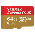 sandisk extreme plus sdsqxbz 064g gn6ma 64gb micro sdxc uhs i v30 u3 a2 class 10 sd adapter extra photo 1