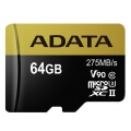 adata ausdx64guii3cl10 ca1 premier one v90 micro sdxc 64gb uhs ii u3 class 10 color box with adapte extra photo 1