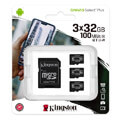 kingston sdcs2 32gb 3p1a canvas select plus 32gb micro sdhc 100r a1 c10 three pack sd adapter extra photo 1
