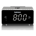 lenco cr 550 stereo clock radio with wireless qi and usb charger silver extra photo 1
