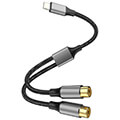 4smarts active audio cable matchcord usb c to 2 cinch socket 20cm textile black extra photo 1