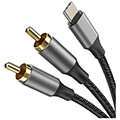 4smarts active audio cable matchcord usb c to 2 cinch connector 1m textile black extra photo 1