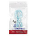 esperanza eb184b cable micro usb 20 a b m m 1m blue transparent extra photo 1