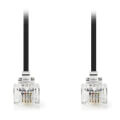 nedis tcgp90200bk20 telecom cable rj11 male rj11 male 2m black extra photo 1