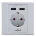 gembird mws acusb2 01 ac wall socket with 2 port usb charger 21a white extra photo 1