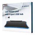 gembird mp led 4p led mouse pad with 4 port usb hub extra photo 2