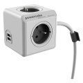 allocacoc powercube extended usb incl 15m cable grey type e extra photo 1