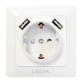 logilink pa0162 2 port usb wall outlet with 1x safety socket extra photo 1