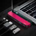 baseus transparent series type c multifunctional hub type c to 2x type c2 2x usb 30 4k hd red extra photo 1