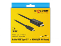 delock 85258 cable usb type c male hdmi male dp alt mode 4k 30 hz 1 m black extra photo 2