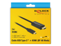 delock 85292 cable usb type c male hdmi male dp alt mode 4k 60 hz 3 m black extra photo 2
