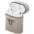 guess case saffiano for apple airpods gen 1 apple airpods gen 2 beige guaca2vsatmllg extra photo 2