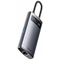 baseus metal gleam series 4 in 1 multifunctional 3x usb 30 type c network lan rj45 grey extra photo 2