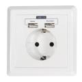 maclean mce73 wall mounted power socket with 2 usb white extra photo 1