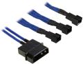 bitfenix molex to 3x 3 pin adapter 20cm sleeved blue black extra photo 1