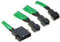 bitfenix molex to 3x 3 pin adapter 20cm sleeved green black extra photo 1