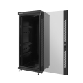 lanberg free standing rack 19 27u 600x600mm demounted flat pack black with glass door extra photo 1