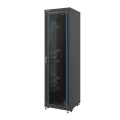 lanberg free standing rack 19 42u 600x600mm demounted flat pack black with glass door extra photo 1