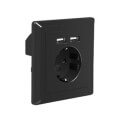 lanberg ac wall socket with 2 port usb charger black extra photo 1