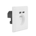 lanberg ac wall socket with 2 port usb charger french socket white extra photo 1