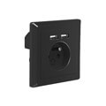 lanberg ac wall socket with 2 port usb charger french socket black extra photo 2