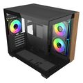 case cooler master elite 481 tempered glass micro atx 3x120mm argb fans wood black extra photo 2