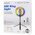 logilink aa0156 led ring fill light selfie stick with tripod 25cm black extra photo 3
