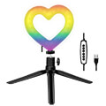 logilink aa0155 led ring fill light selfie stick with tripod heart shape extra photo 2