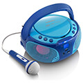 lenco scd 650 portable fm radio with cd mp3 usb microphone blue extra photo 1
