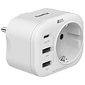 hama 223342 4 way multi adapter for socket 1 usb c pd 2 usb a 1 earthed contact 20w extra photo 1