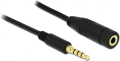 delock stereo jack extension cable 35mm 4 pin male to female 1m black extra photo 1