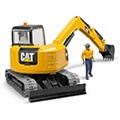 bruder cat mini excavator yellow black with construction worker extra photo 1