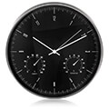 silent wall clock 12 30cm silver black with thermometer and hygrometer extra photo 1