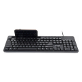 gembird kb um 108 multimedia keyboard with phone stand black us layout extra photo 1