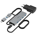 hama 200138 high speed 4 port usb 32 gen 1 hub with usb c adapter power supply unit extra photo 2