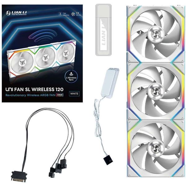 LIAN LI UNIFAN SL WIRELESS 120 - 3PCS WHITE (TRIPLE PACK INCLUDE CONTROLLER) - CASE FAN