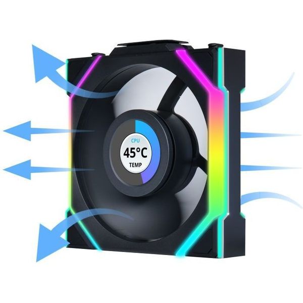 LIAN LI UNIFAN SL WIRELESS LCD 120 -3PCS REVERSE BLACK (TRIPLE PACK INCLUDE CONTROLLER) - CASE FAN