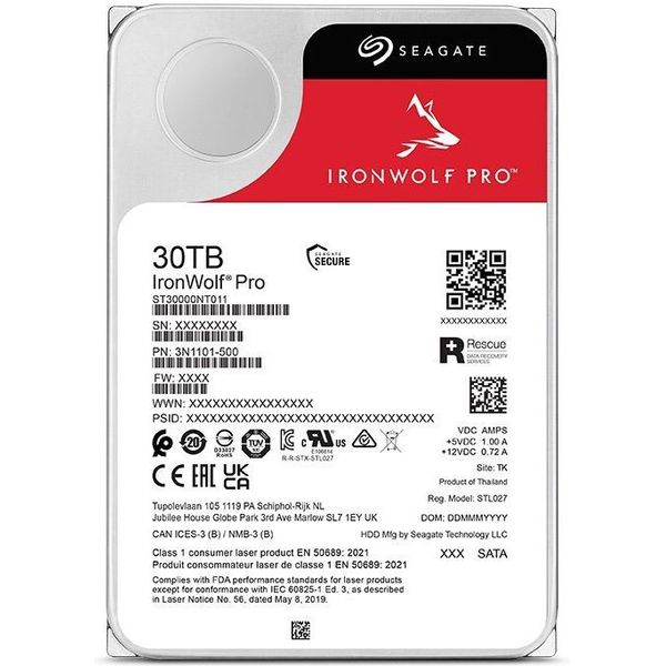 HDD SEAGATE ST30000NT011 IRONWOLF PRO NAS 30TB 3.5'' SATA3