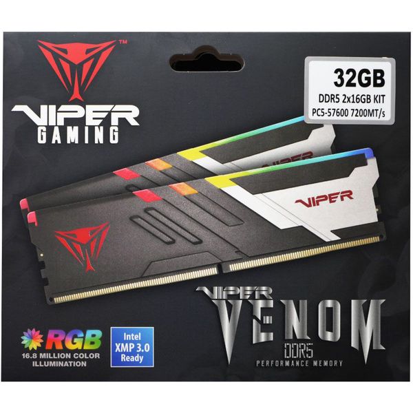 RAM PATRIOT VIPER VENOM RGB 48GB (2X24GB) DDR5 6000MT/S CL36 INTEL/AMD DUAL KIT PVVR548G600C36K