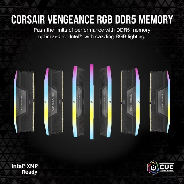 RAM CORSAIR VENGEANCE RGB BLACK 8GB DDR5 5200MT/S CL40 INTEL XMP CMH8GX5M1B5200C40