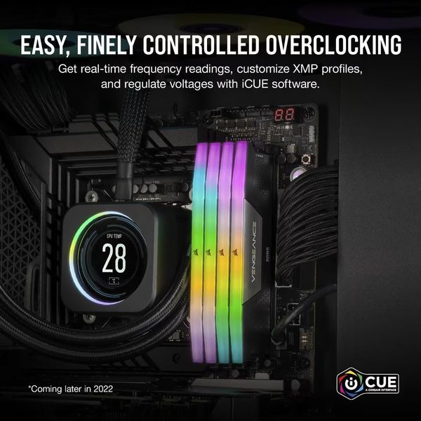 RAM CORSAIR VENGEANCE RGB BLACK 8GB DDR5 5200MT/S CL40 INTEL XMP CMH8GX5M1B5200C40